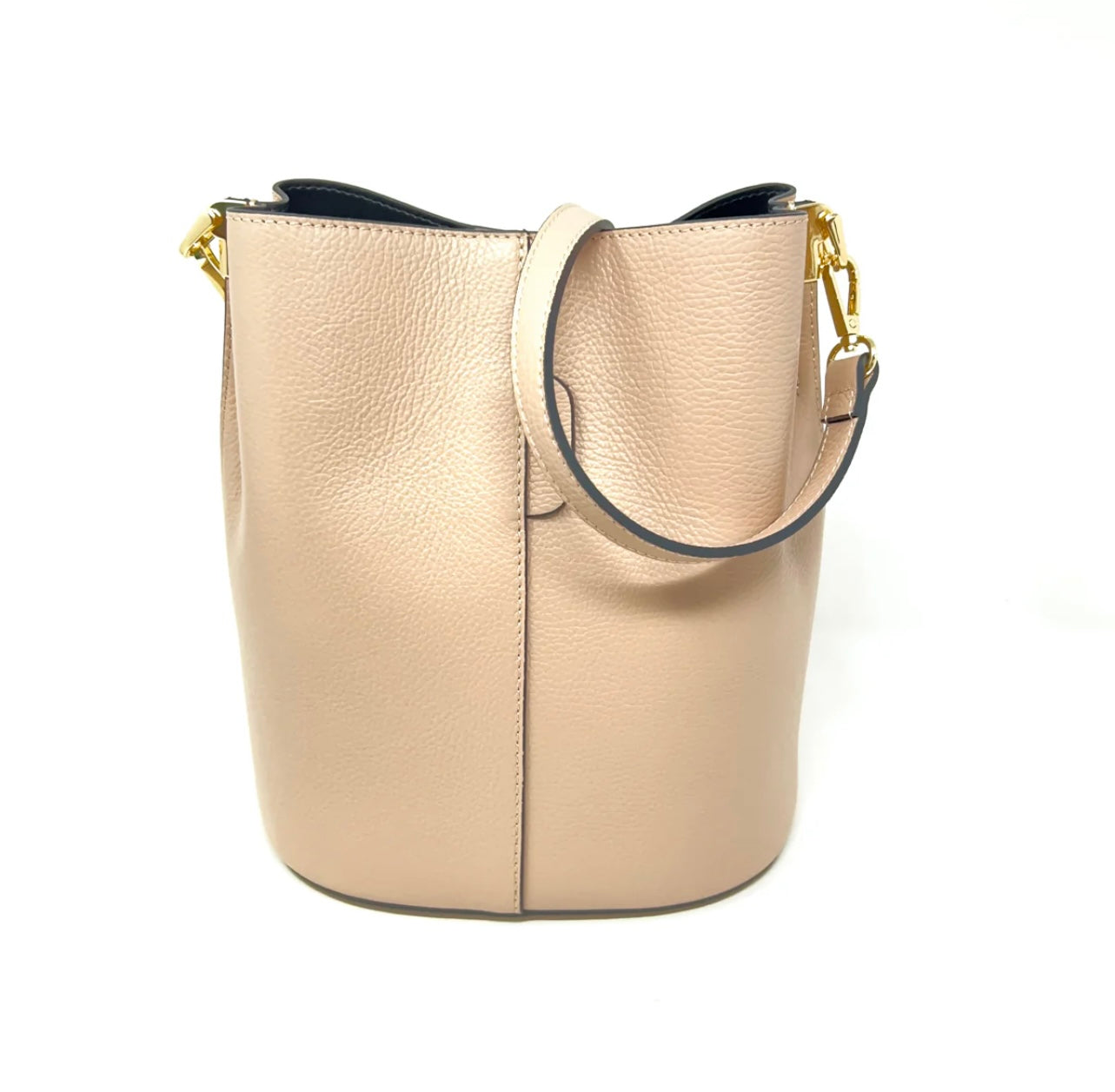 Smooth Leather Bucket Bag beige 11x9x6.5