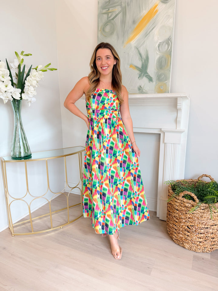 Rainbow Strokes Midi Dress