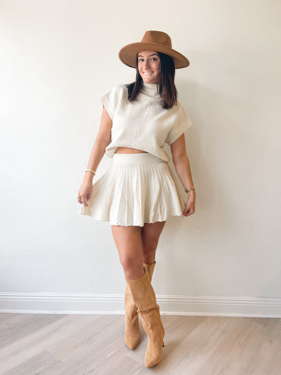 Eva Turtleneck Top And Pleated Skirt Set