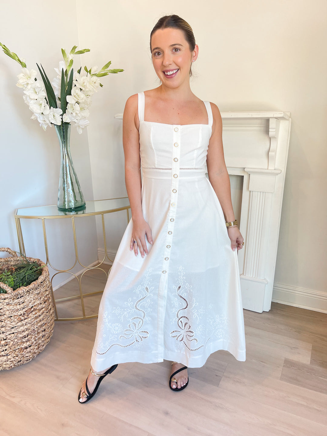 Penny Midi Dress OFF WHITE