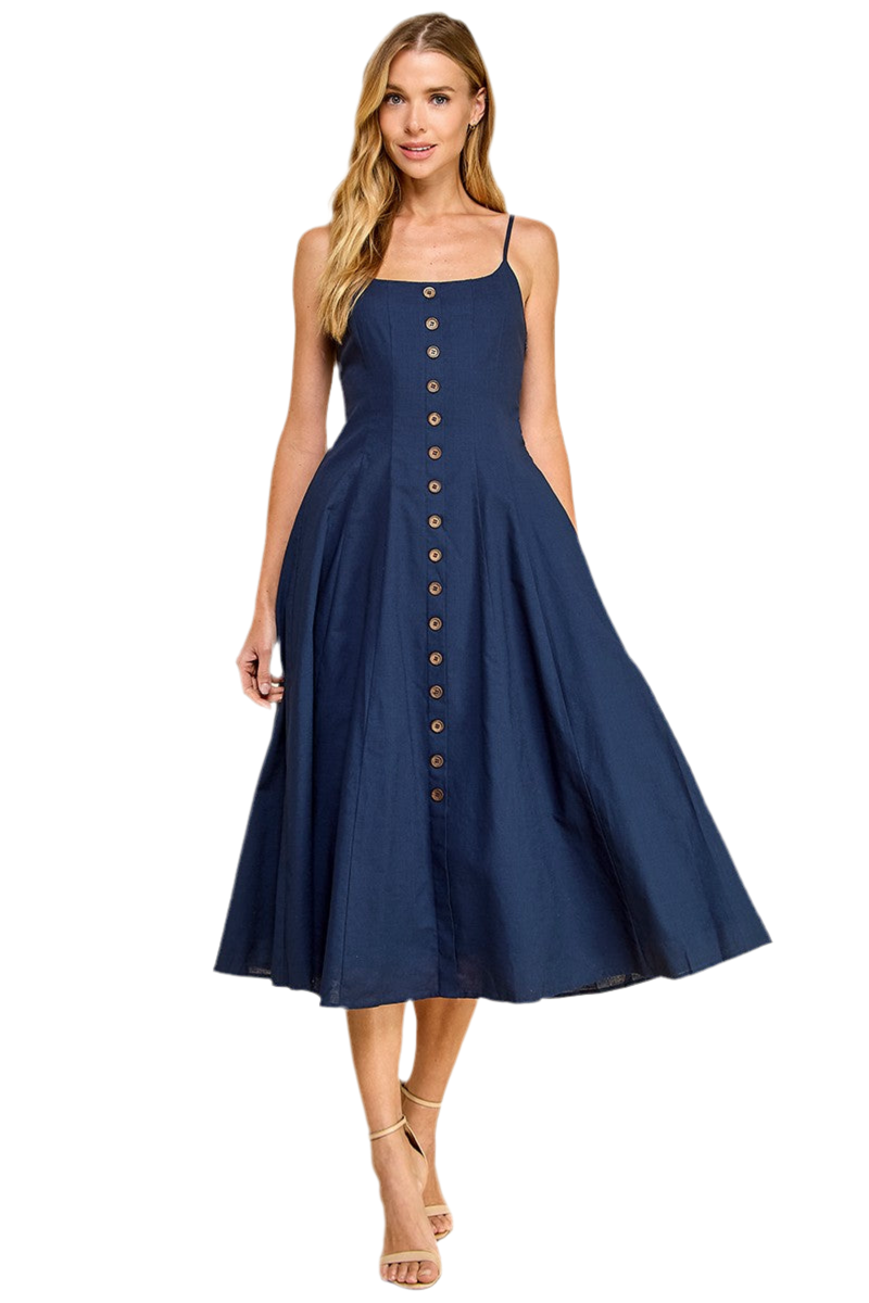 June Button Up Midi Dress