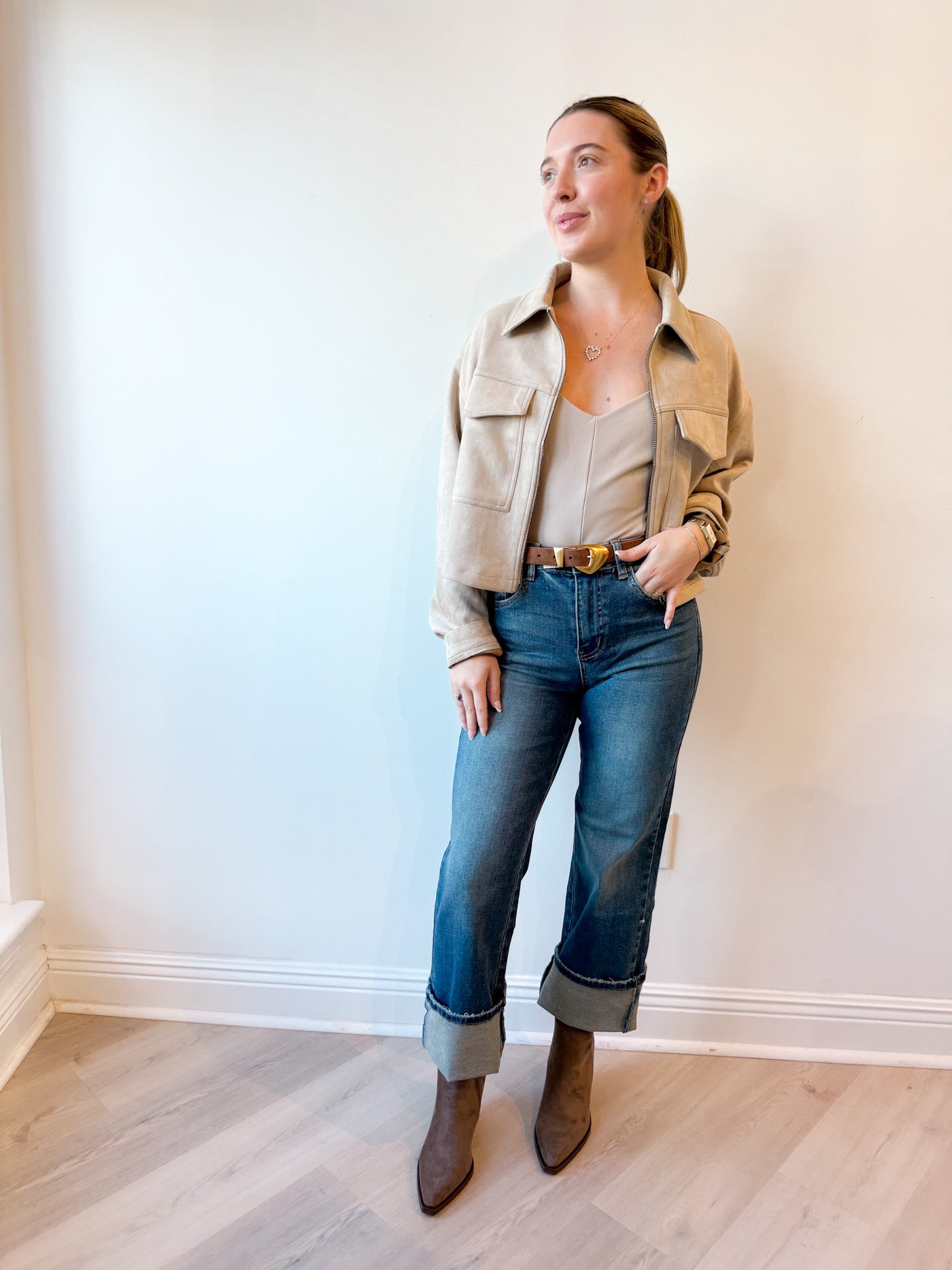 Alix Suede Jacket Cement