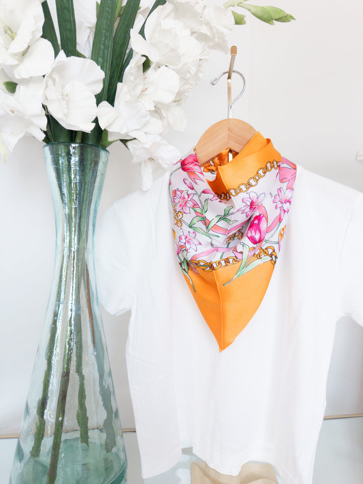 Lynn Scarf Orange Flower Chain