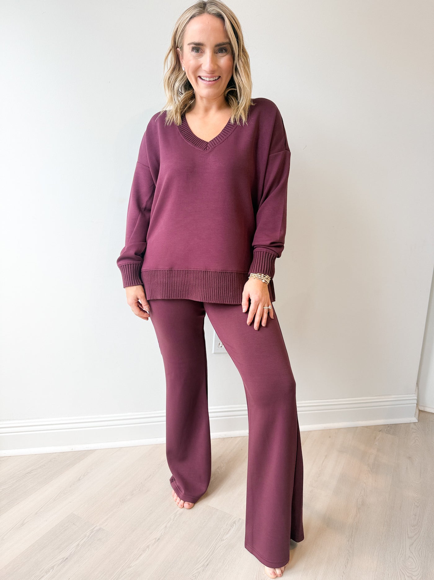 Florine Knit Flare Pant prune