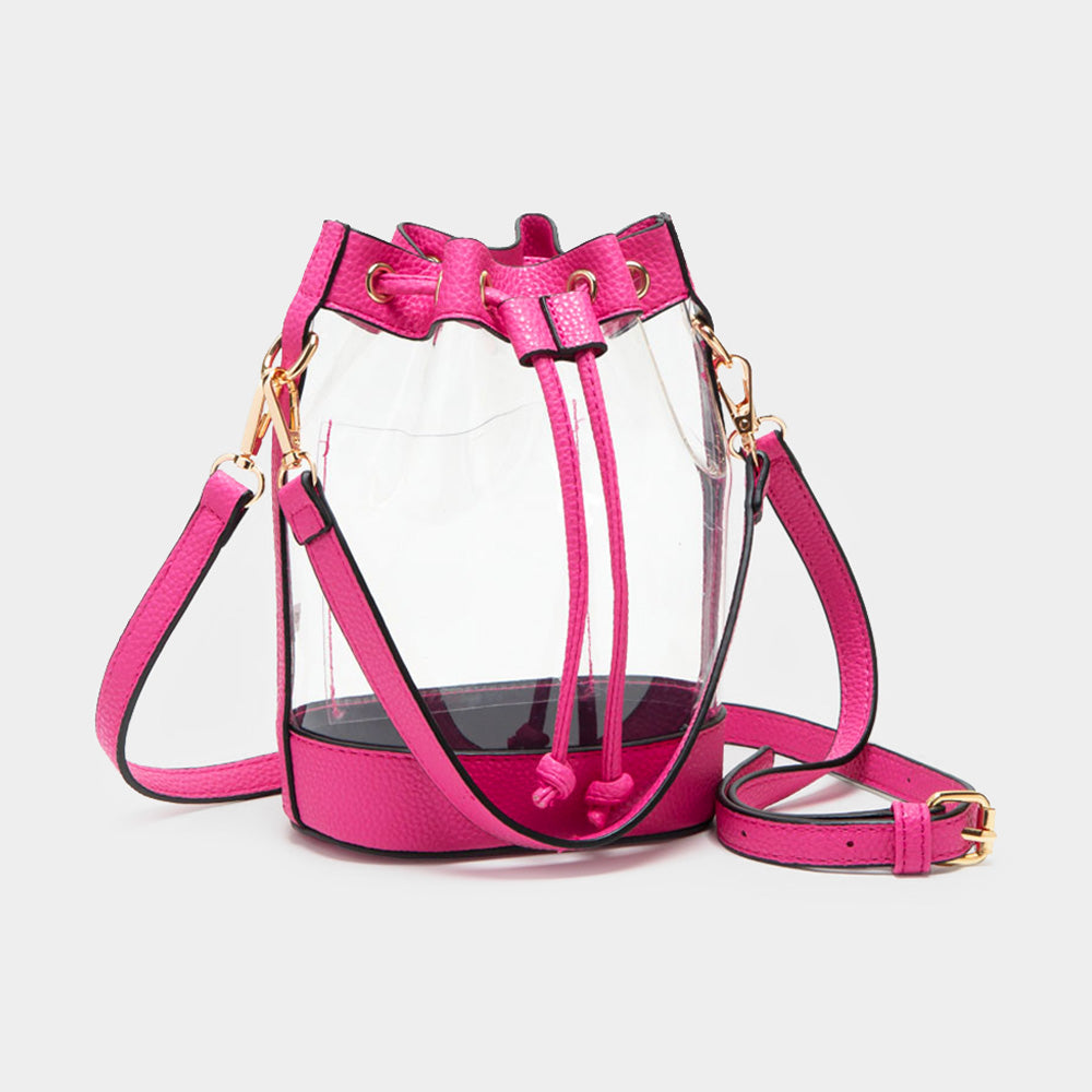 Clear Bucket Bags hot pink 5.9" X 3.5" X 7.9"