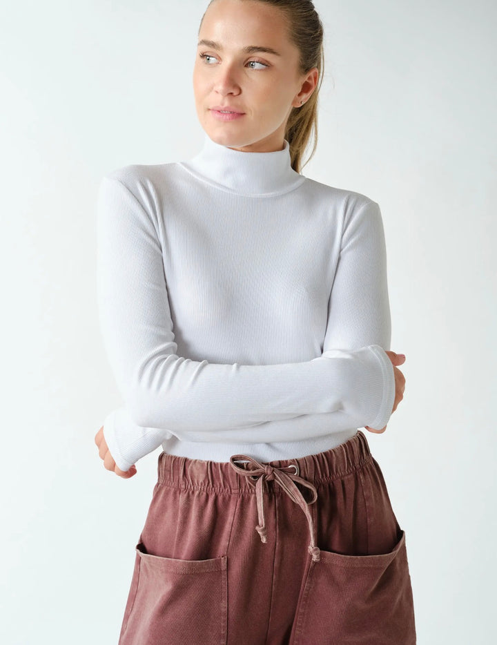 Micro Ribbed Mock Turtle Neck