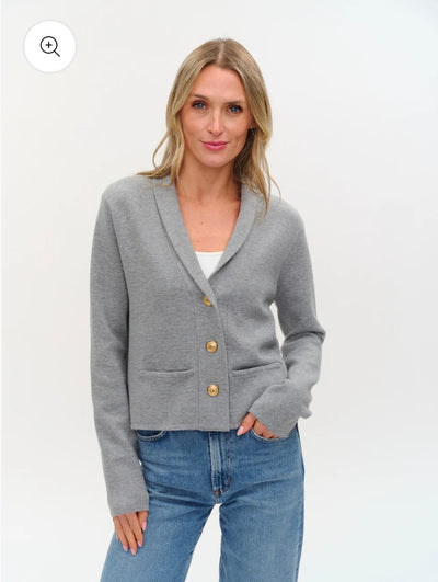 Lynn Button Cardigan heather grey
