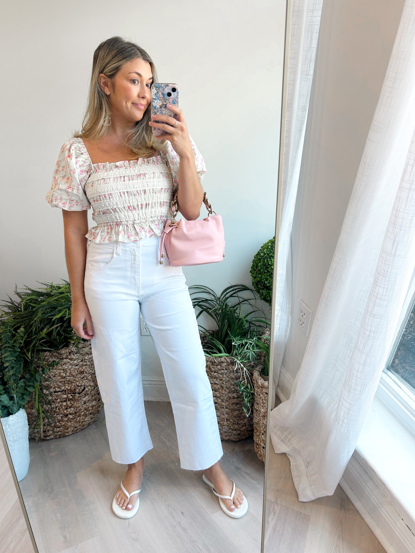 Daisy Poplin Lace Smocked Top