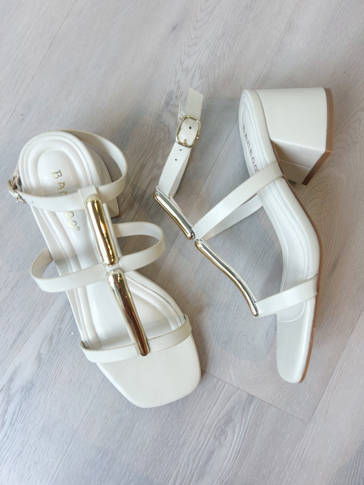 Bobbie Metal T-Bar Bone Sandal