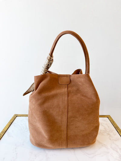 Suede Bucket Bag Tan