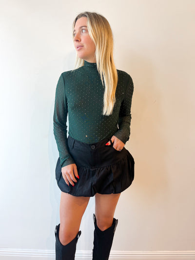 Nikole Mock Neck Top hunter green