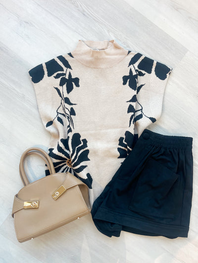 Jana Floral Pattern High Neck Sweater