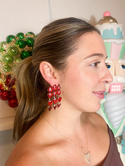 Gilded Luxe Earrings Red