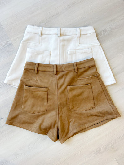 Going Suede Flare Shorts