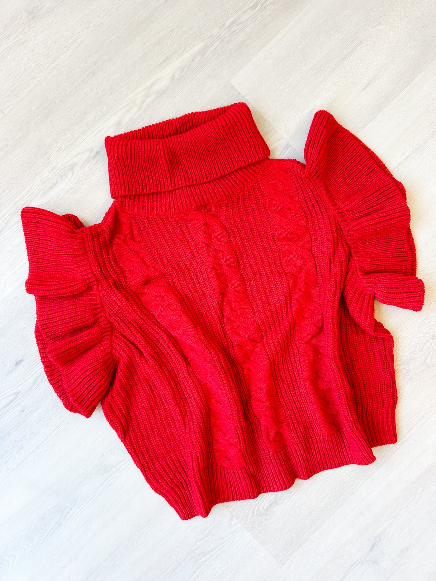 Lolo Cable Knit Sweater Top Red