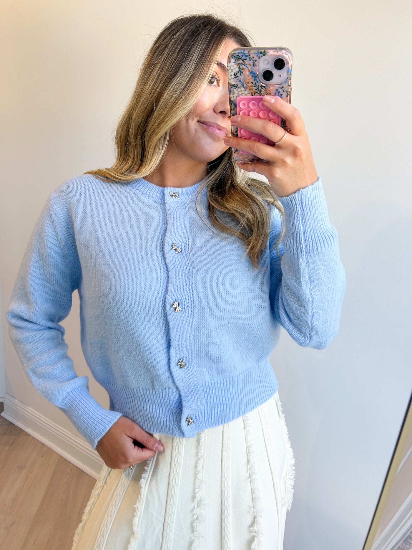 Chrissy Knit Bow Button Cardigan