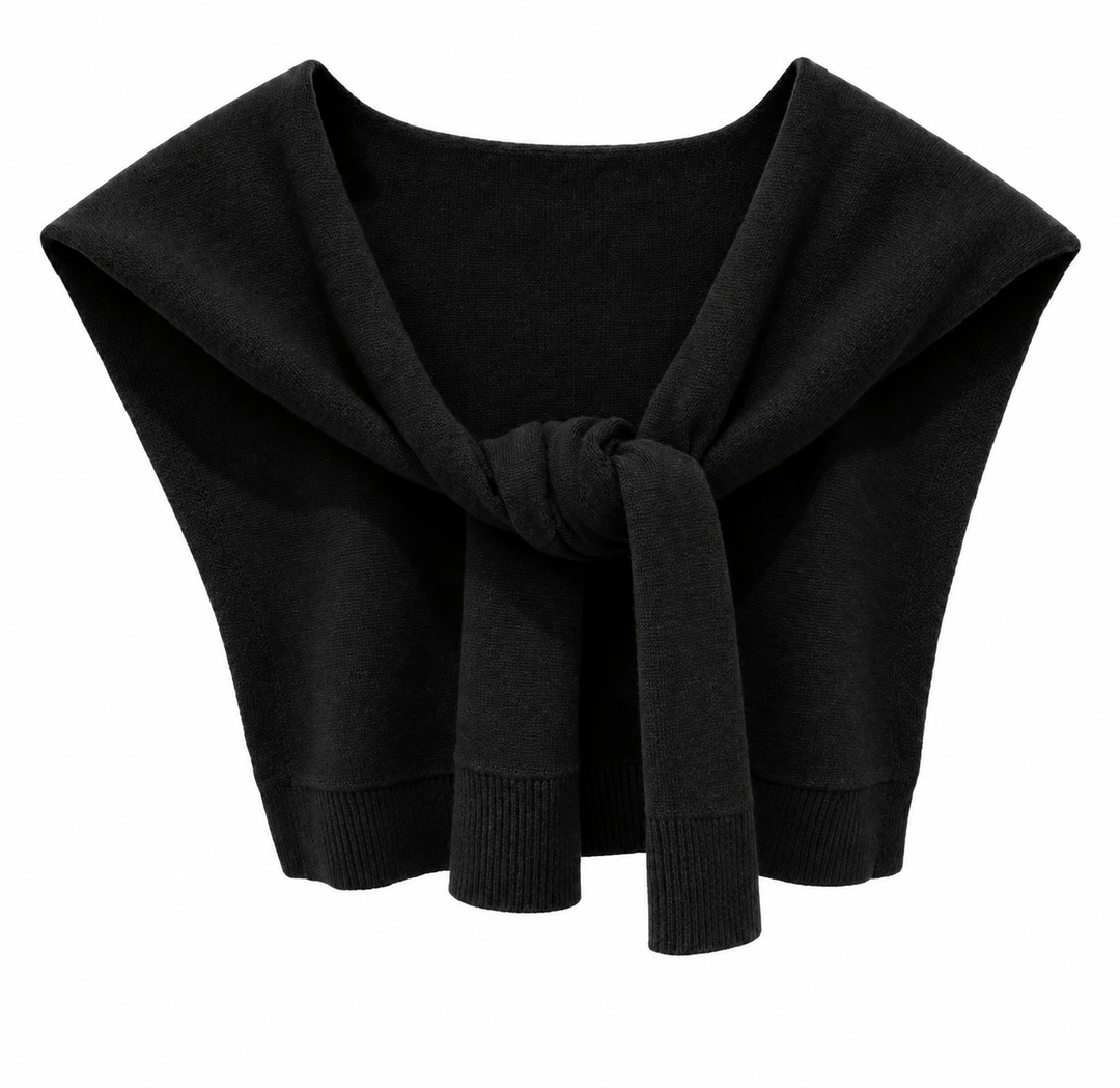 Preppy Mock Neck Sweater Wrap Black