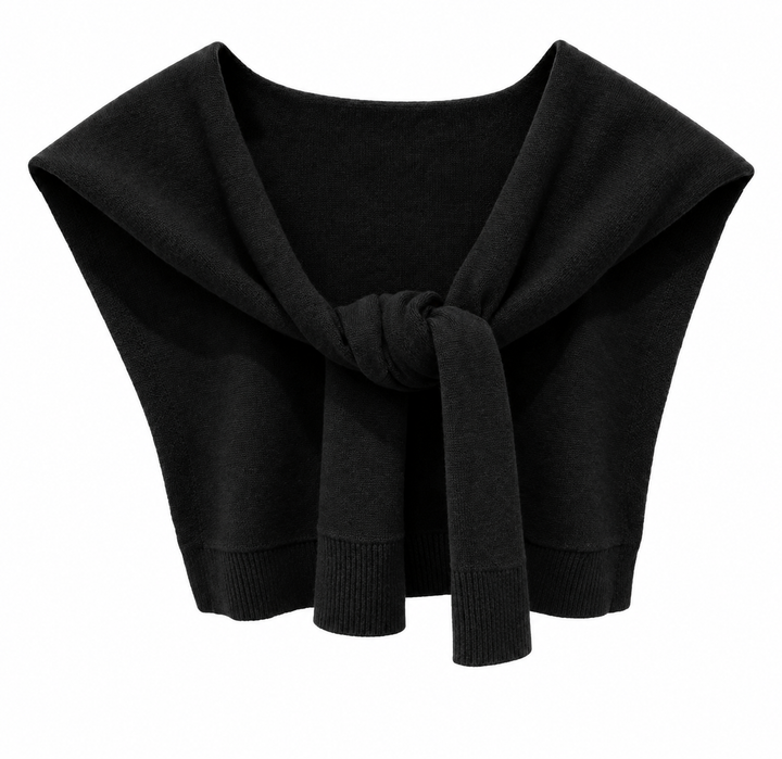 Preppy Mock Neck Sweater Wrap Black