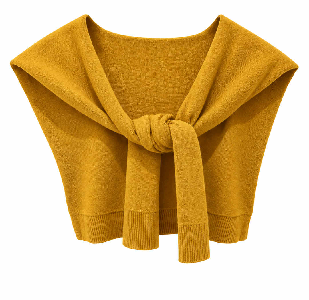 Preppy Mock Neck Sweater Wrap Mustard