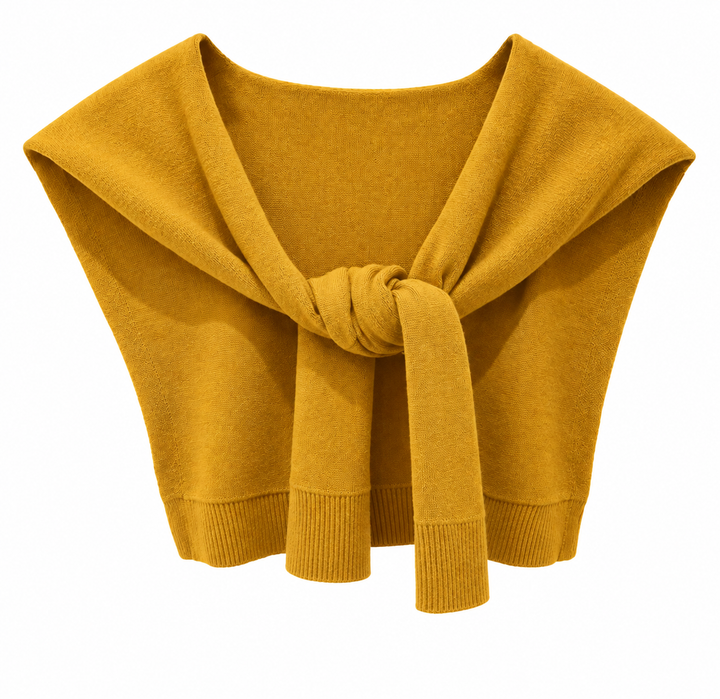 Preppy Mock Neck Sweater Wrap Mustard