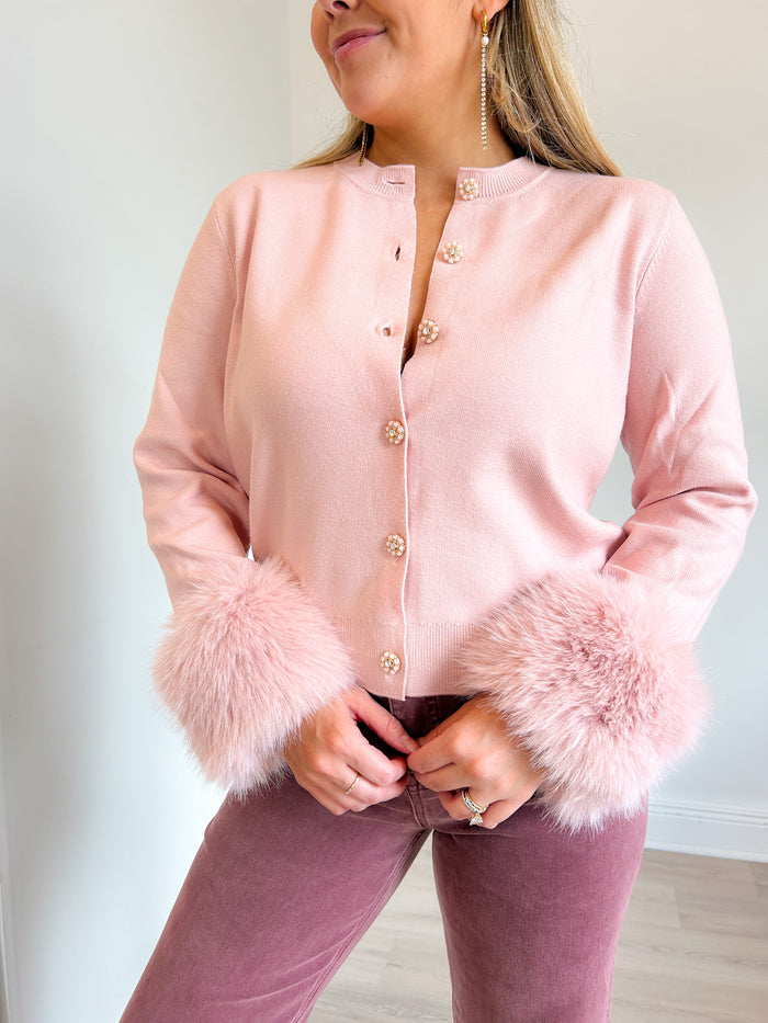 Aurora Fur Cuff Cardigan