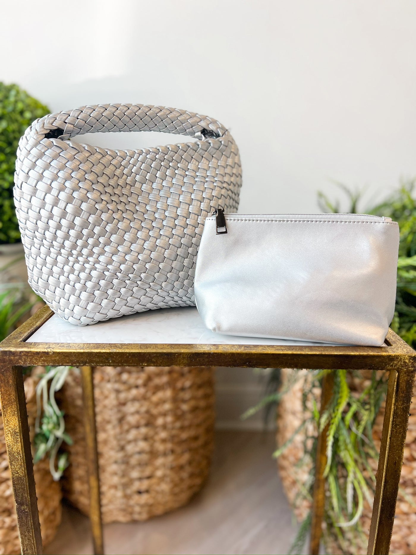 Woven Hobo Bag silver