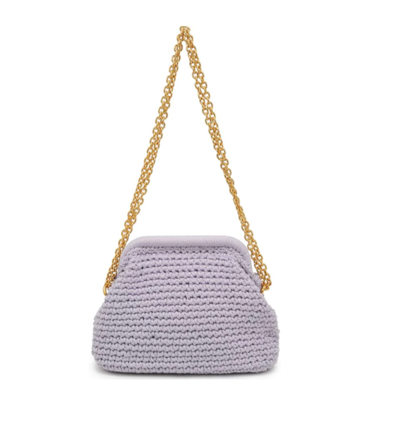 Crochet Mini Purse lilac 10.25"x3.13"x6.2"