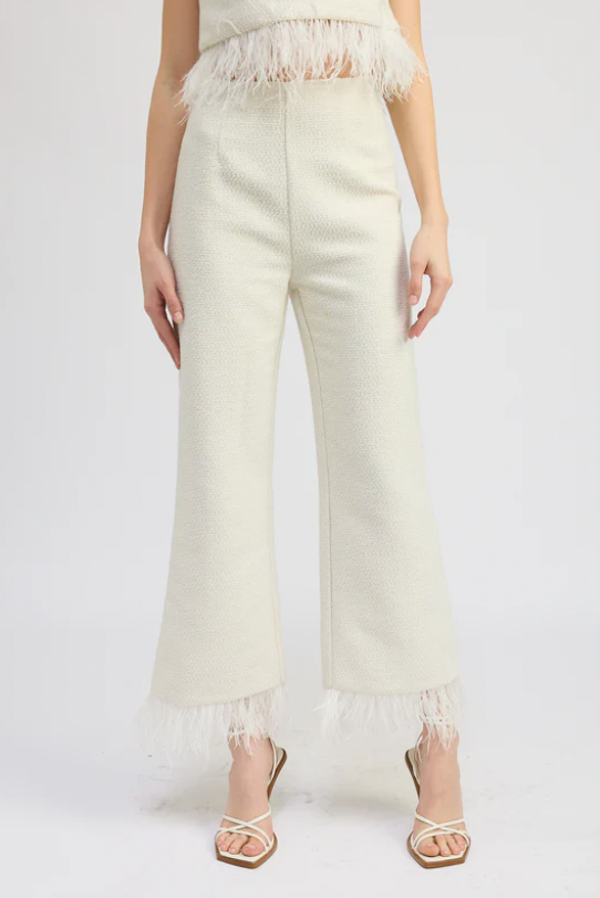 Feather Trim Pants