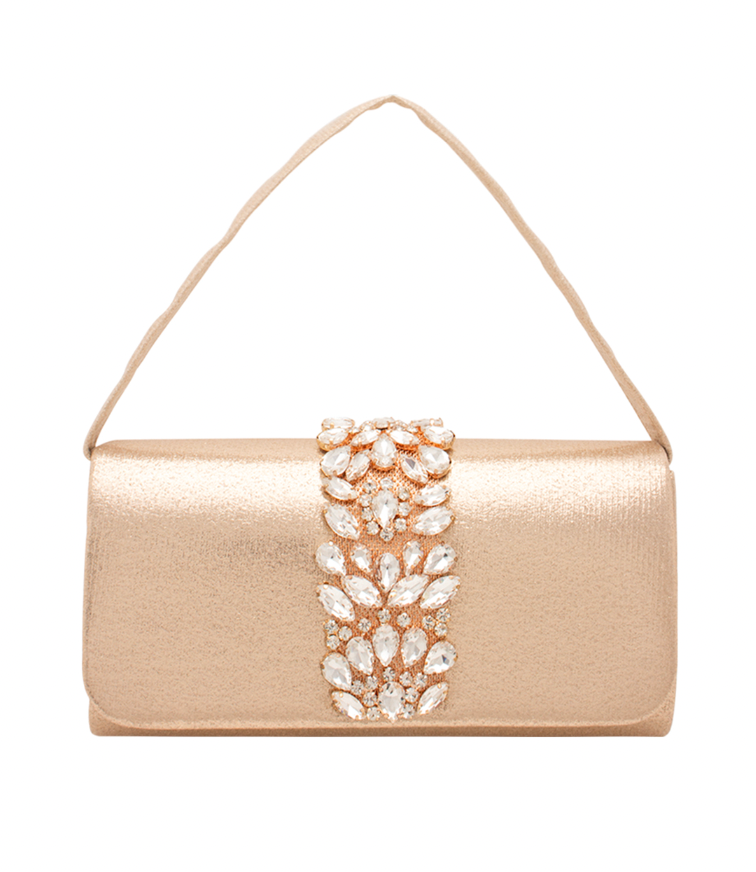 Rhinestone Design Clutch gold 9 x 2 x 5