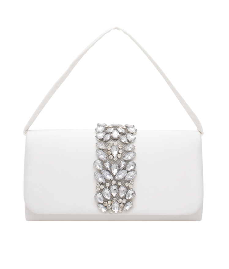 Rhinestone Design Clutch white 9 x 2 x 5