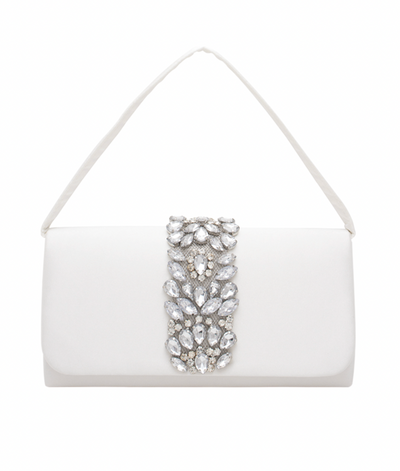 Rhinestone Design Clutch white 9 x 2 x 5