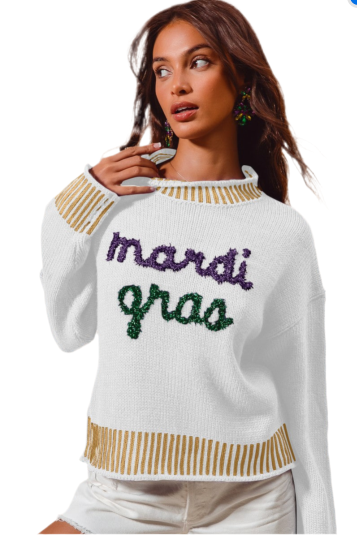 Mardi Gras Tinsel Sweater