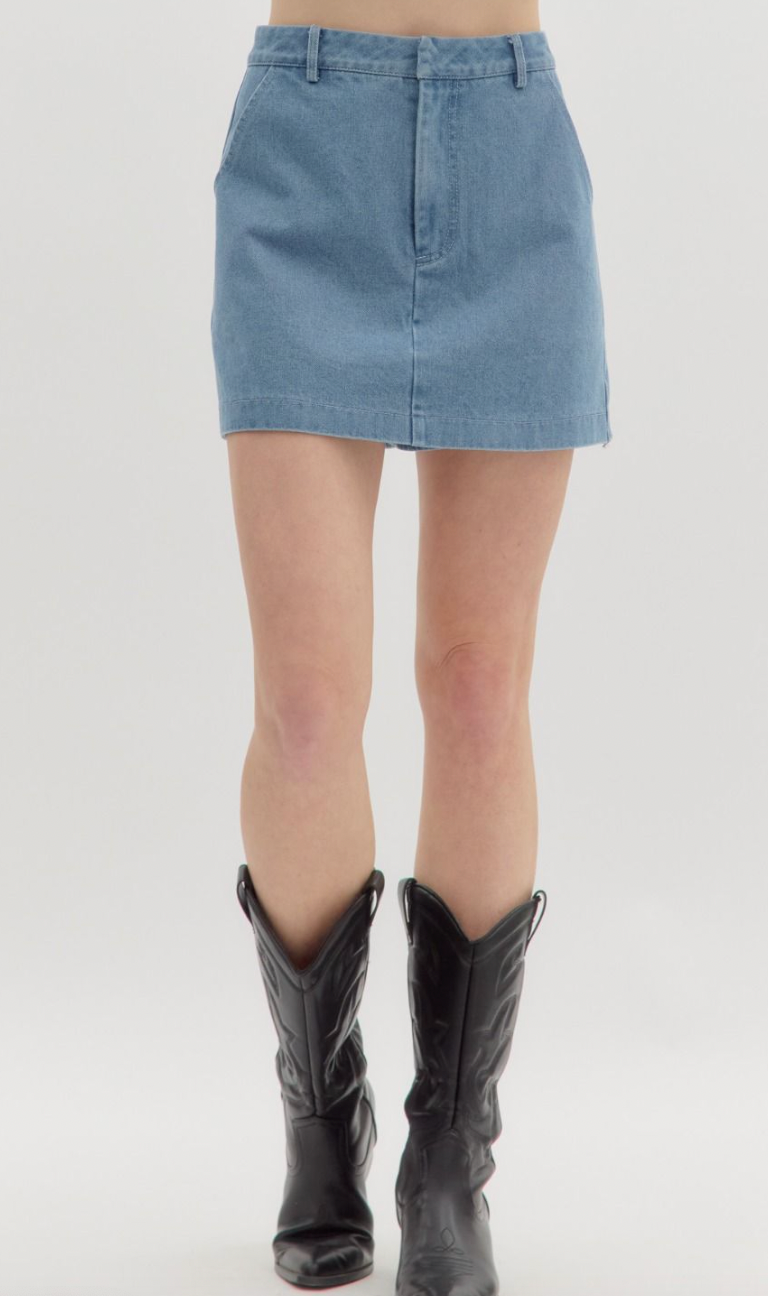 Tailored Denim Skort