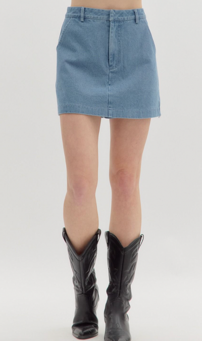 Tailored Denim Skort