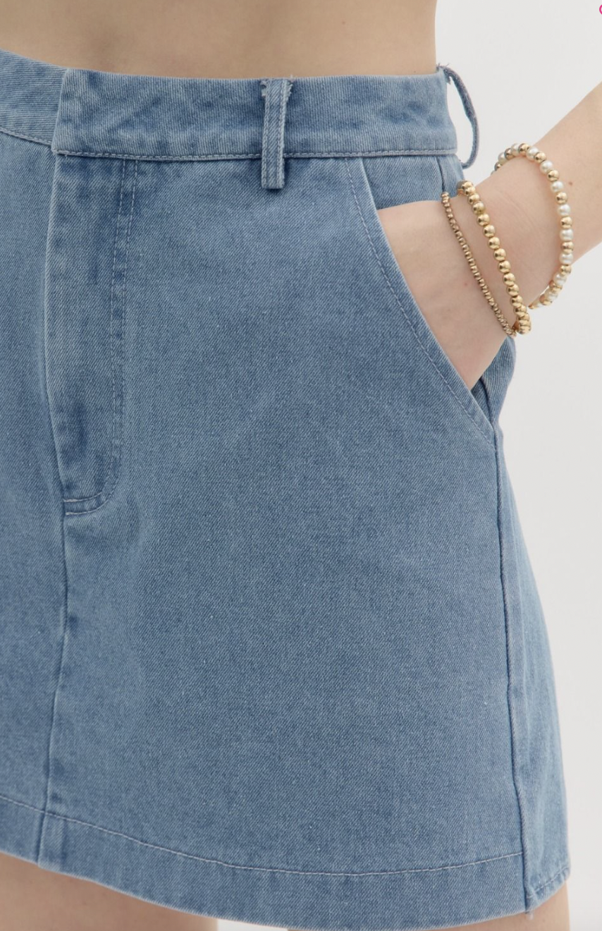 Tailored Denim Skort
