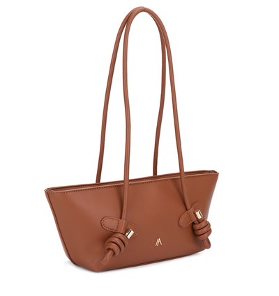 Anne Smooth Knotted Shoulder Bag Brown BR