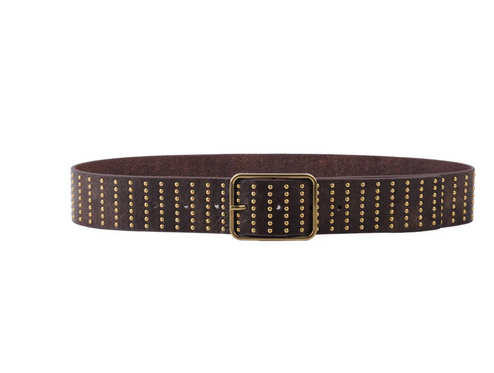 Fully Studded Thick Belt brown