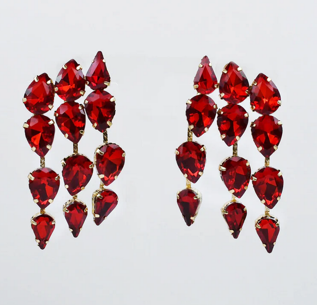 Gilded Luxe Earrings Red