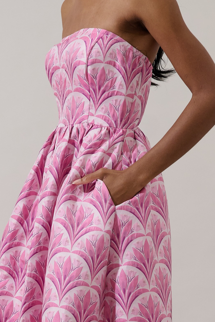 Aurra Floral Kiva Strapless Midi Dress