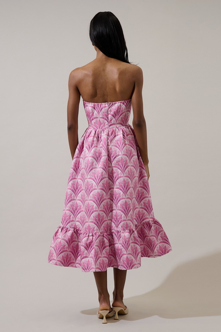 Aurra Floral Kiva Strapless Midi Dress
