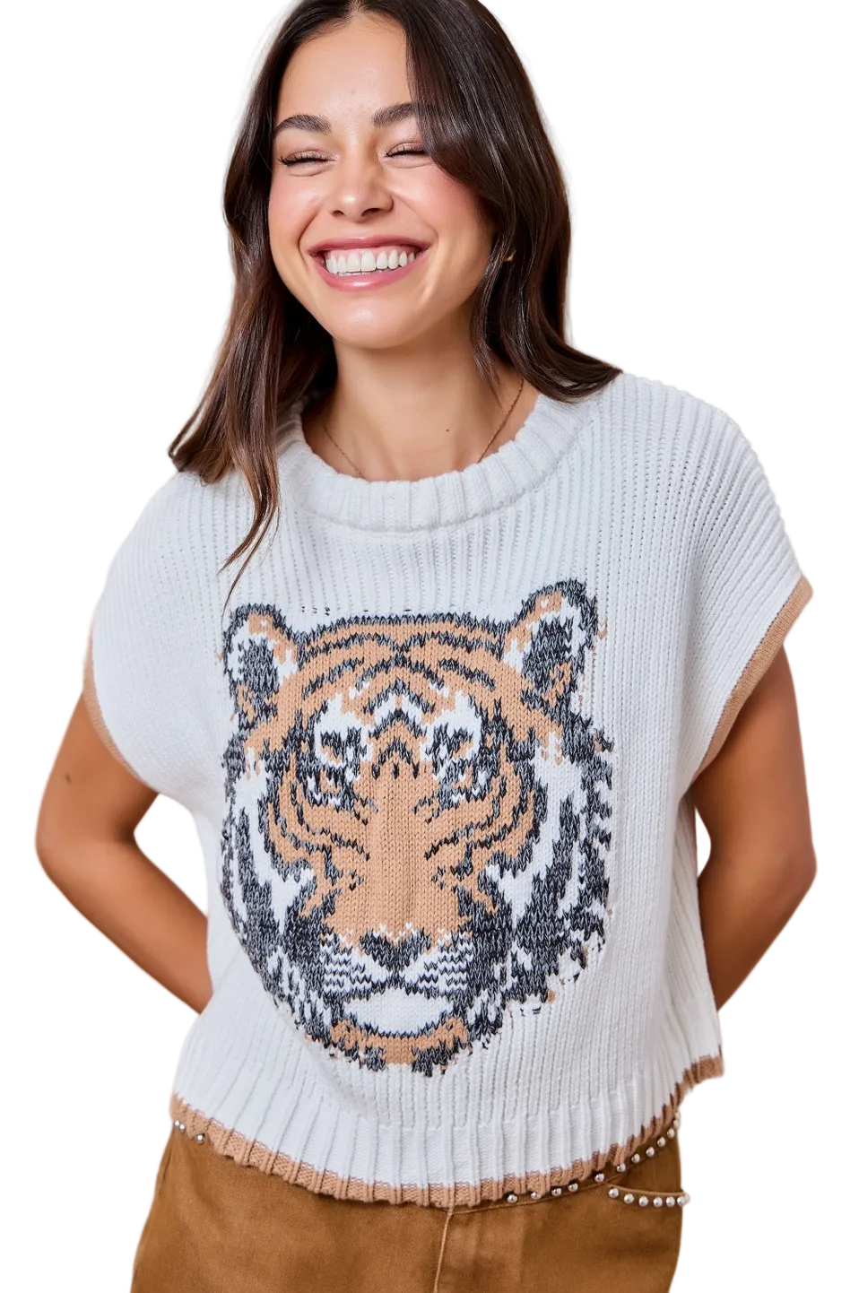daya4426 Tiger Girl Sweater Vest