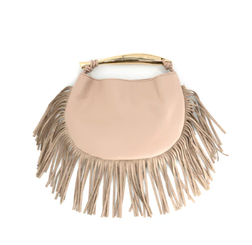 Halli Fringe Clutch Beige