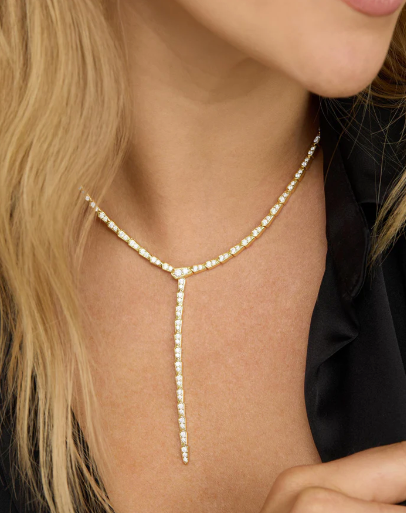 Pave Serpent Lariat Necklace