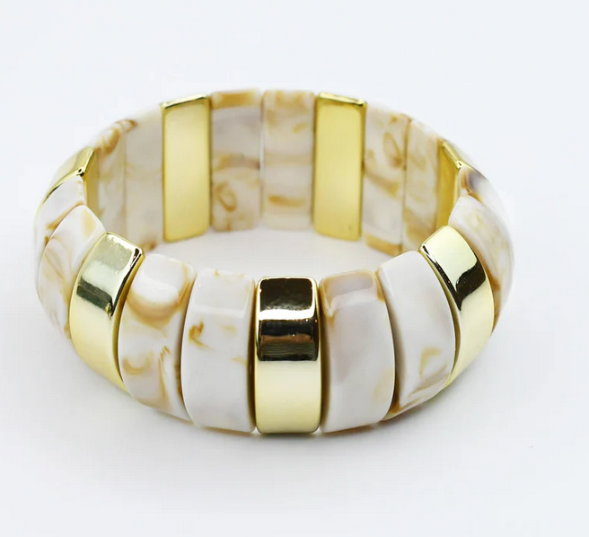 Chunky Resin &amp; Marble Bracelet Cream