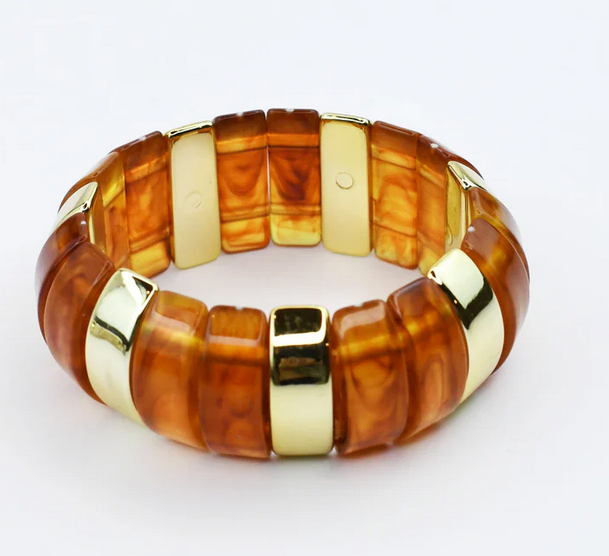 Chunky Resin &amp; Marble Bracelet Brown