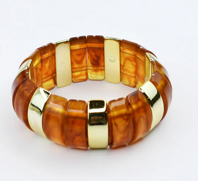 Chunky Resin & Marble Bracelet Brown