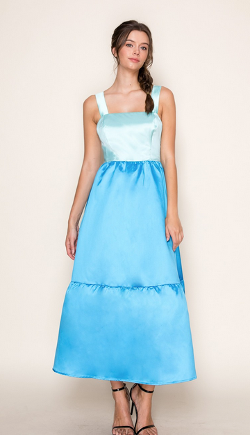 Aubrey Taffeta Lace Up Back Midi Dress