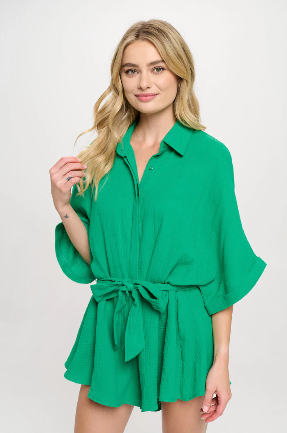 Jade Shirt Romper