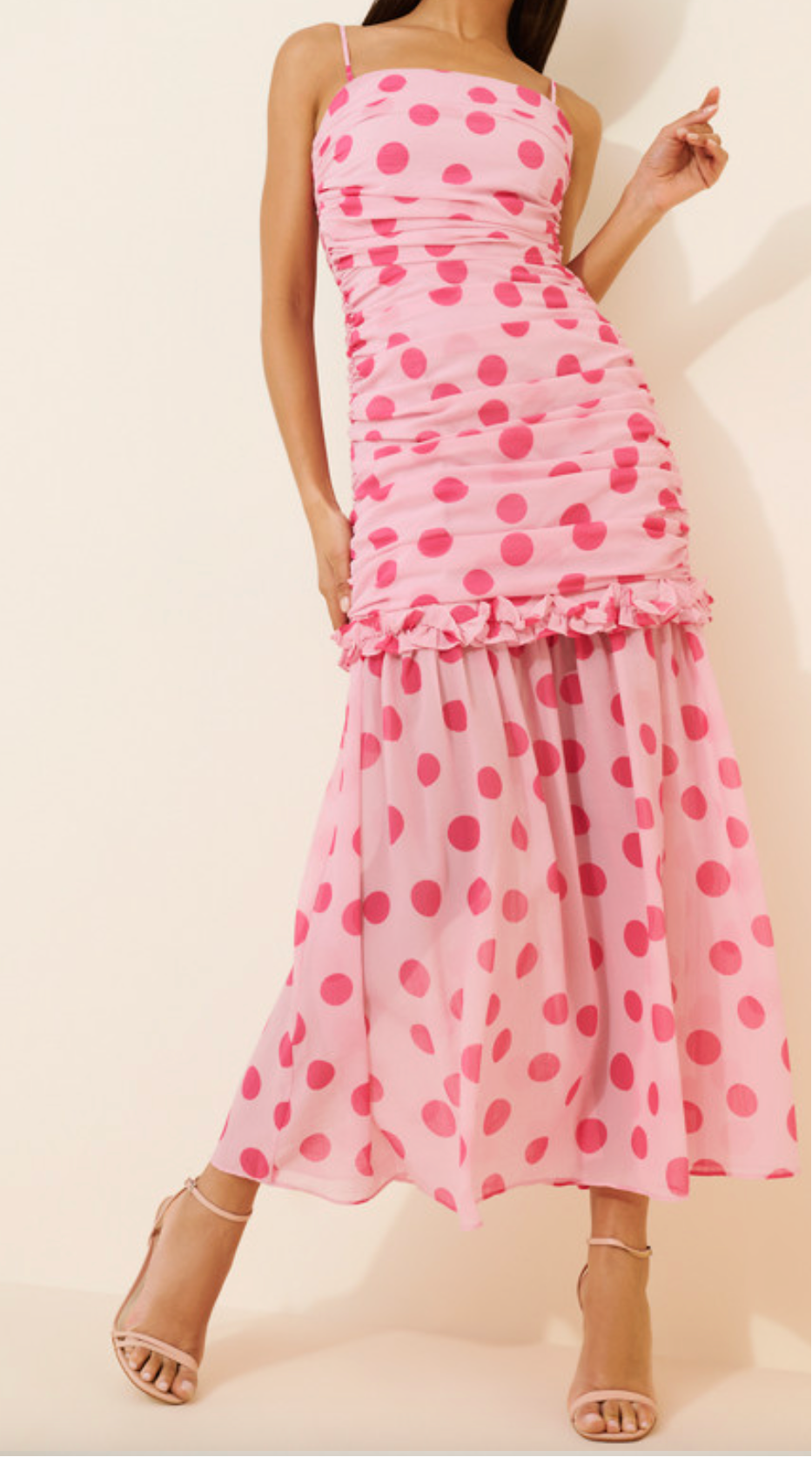 Sola Polkadot Strapless Maxi Dress