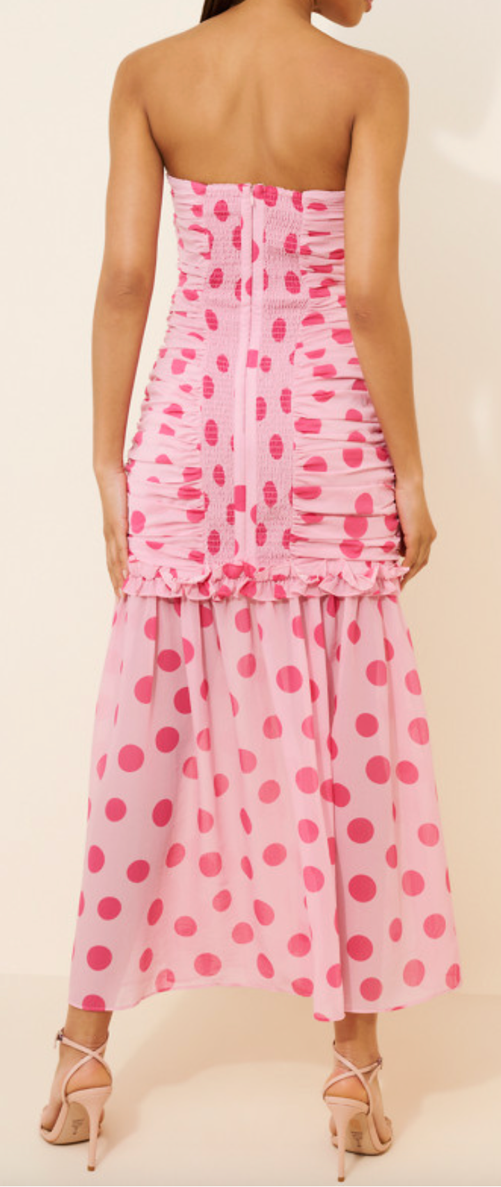 Sola Polkadot Strapless Maxi Dress